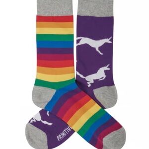 Purple Unicorns & Rainbows Stripe Crew Socks